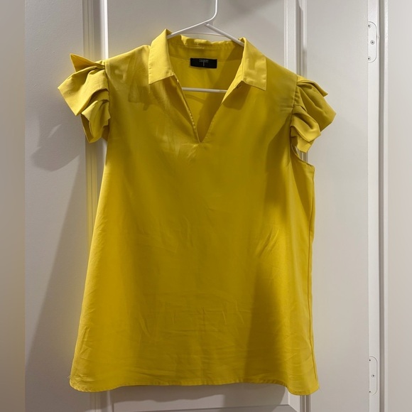 Tahari Tops - Yellow Ruffle Sleeve Women's Top